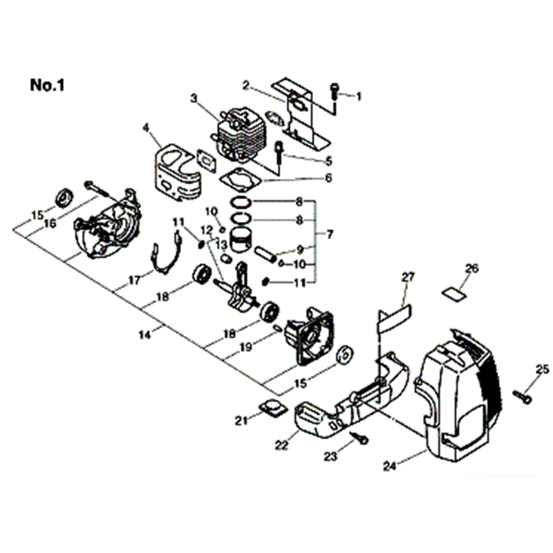Echo PB-24LN (PB-24LN) Parts Diagram, CYLINDER CRANKCASE PISTON