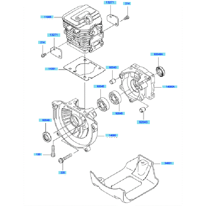 Kawasaki KBL27B (HA027S-BS50) Parts Diagram, Cylinder