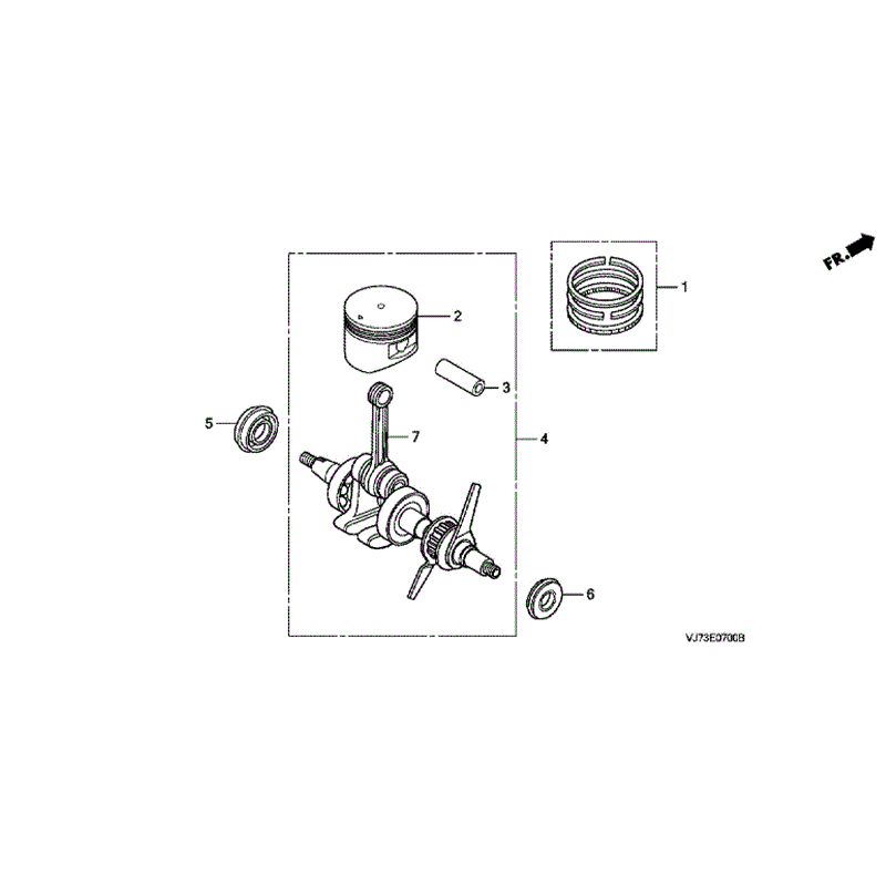 Honda HHB 25 E Blower (HHB25-ETR280) Parts Diagram, E-7 Crankshaft / Piston 