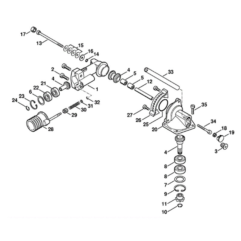 Stihl HL 100 Long Reach Hedgetrimmer (HL100) Parts Diagram, Angle drive 0Á - 90Á