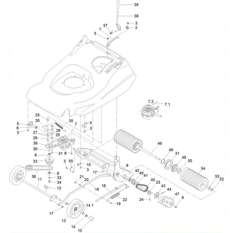 Hayter Harrier 56 (566) Lawnmower (566J400000000 AND UP) Parts Diagram, Lower Mainframe