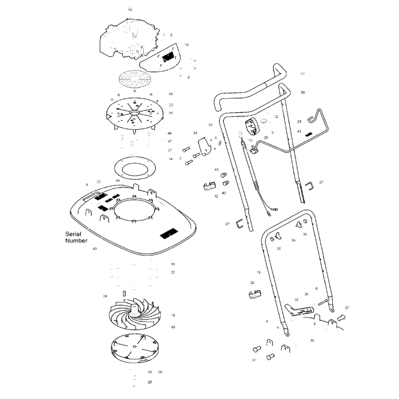 Hayter XR44 Hover Lawnmower (184E311000001 onwards) Parts Diagram, Page 1