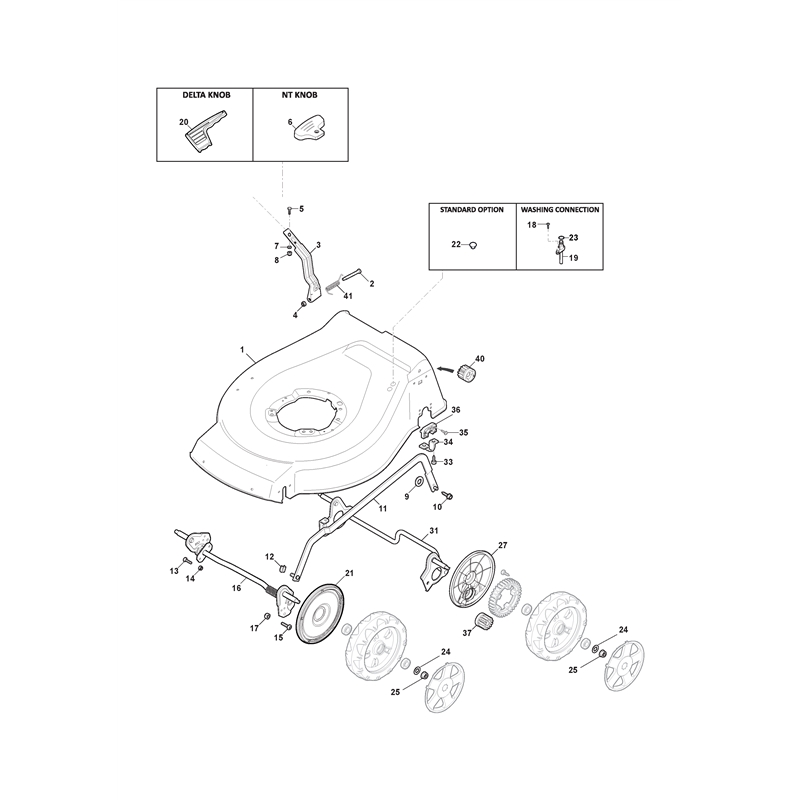 Mountfield 461PD-ES Petrol Rotary Mower (299482543-M10 [2010-2011]) Parts Diagram, Deck And Height Adjusting