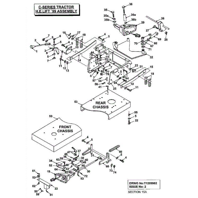 Countax C Series MK 1-2 Before 2000 Lawn Tractor  (Before 2000) Parts Diagram, HE Lift '99 Assembly