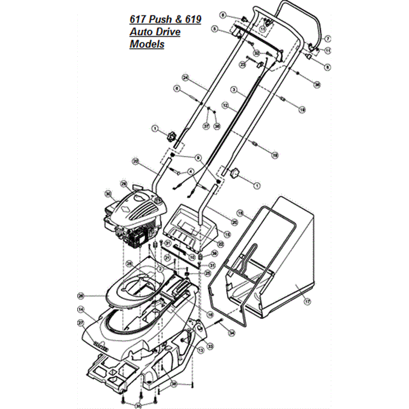 Hayter Spirit 41 Push Rear Roller Lawnmower (617) (617J313001001-617J313999999 ) Parts Diagram, Upper Mainframe