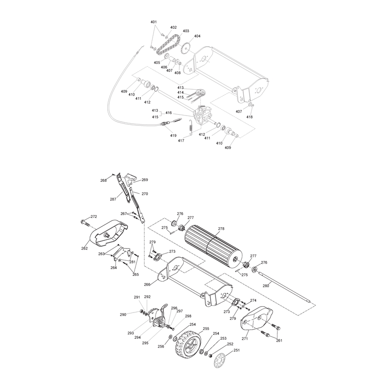 Mountfield 461R-PD  Petrol Rotary Roller Mower (294487043-MO6 [2006]) Parts Diagram, Wheel Suspension Transmission