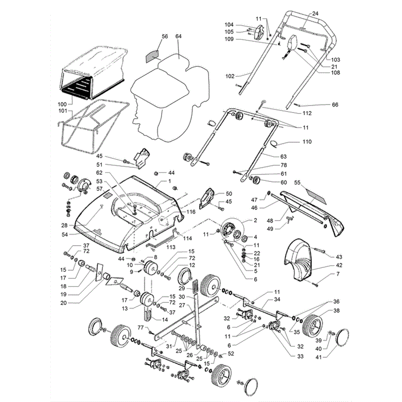 Hayter 110 Scarifier  (110H314000001 - Onwards ) Parts Diagram, Page 1
