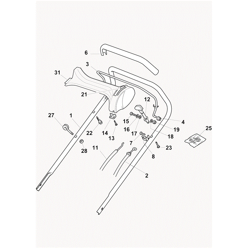 Castel / Twincut / Lawnking XP50B (2010) Parts Diagram, Handle, Upper Part