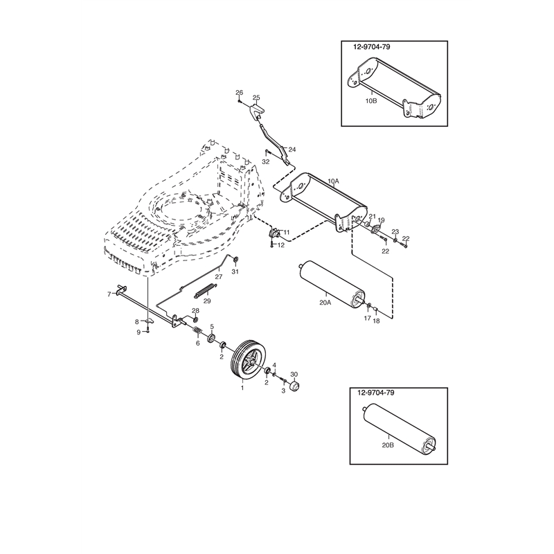 Mountfield 480R Petrol Lawnmower (12-5704-80 [2003]) Parts Diagram, Wheel Suspension (Aluminium Wheels)