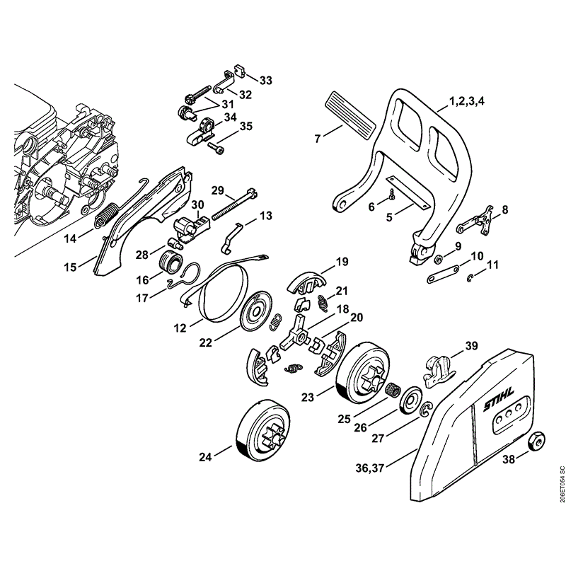 Stihl MS 180 Chainsaw (MS1802-Mix) Parts Diagram, Hand Guard