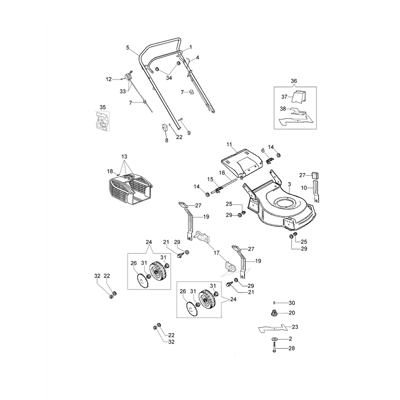 Efco LR 53 PK (650) Emak Engine Lawnmower (LR 53 PK (650)) Parts Diagram, LR 53 PK (650)