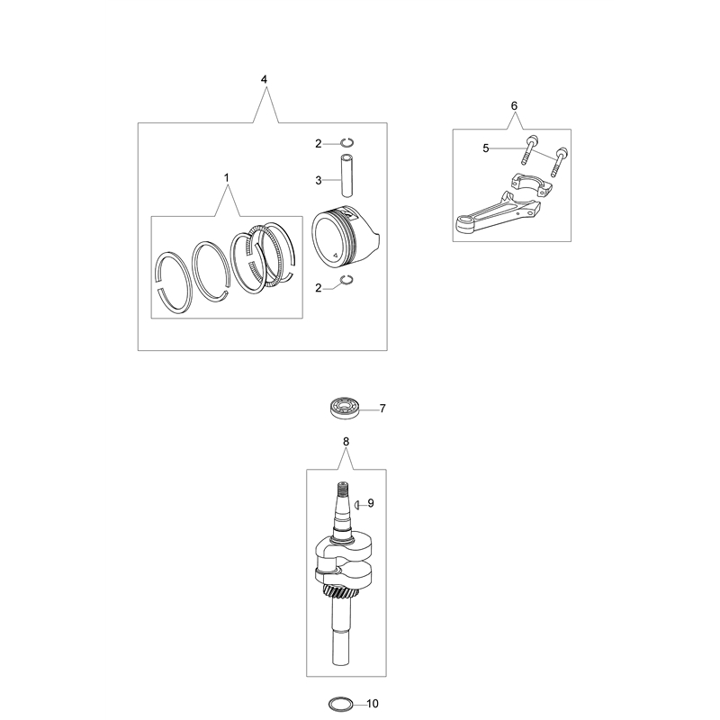 Oleo-Mac MAX 53 TK ALUMINIUM PRO (K800) (2018) (MAX 53 TK ALUMINIUM PRO (K800) (2018)) Parts Diagram, Crankshaft and piston