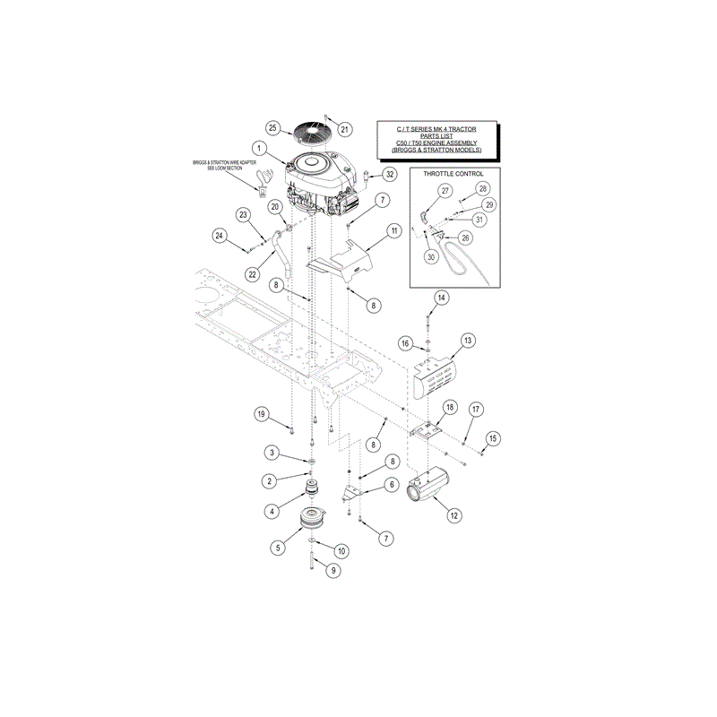 Countax C Series Kawasaki Lawn Tractor  2013 - 2015 (2013 - 2015) Parts Diagram, C50/T50 BRIGGS ENGINE ASSY