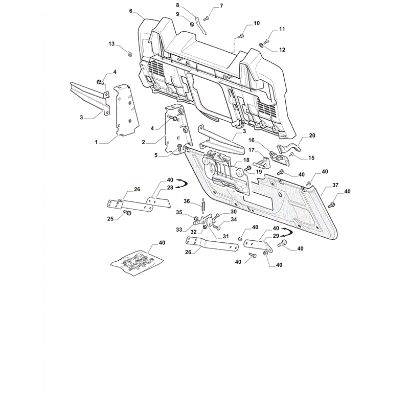 Castel / Twincut / Lawnking XDC135HD (2012) Parts Diagram, Rear Plate