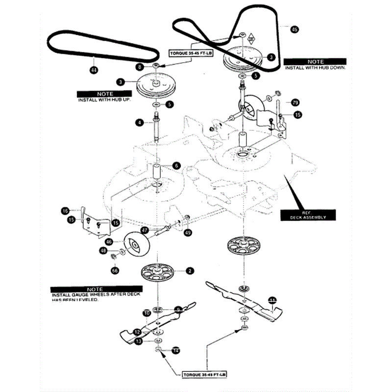 Hayter 15/40 (145S001001-145S099999) Parts Diagram, Deck Assy1