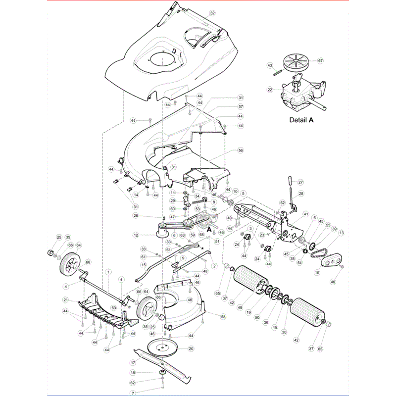 Hayter Harrier 56 (560) Lawnmower (560F280000001-560E290999999) Parts Diagram, Lower Mainframe