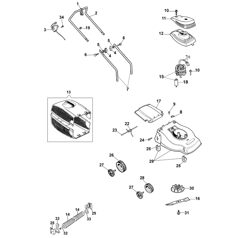 Oleo-Mac K 35 R (K 35 R) Parts Diagram, Complete illustrated parts list