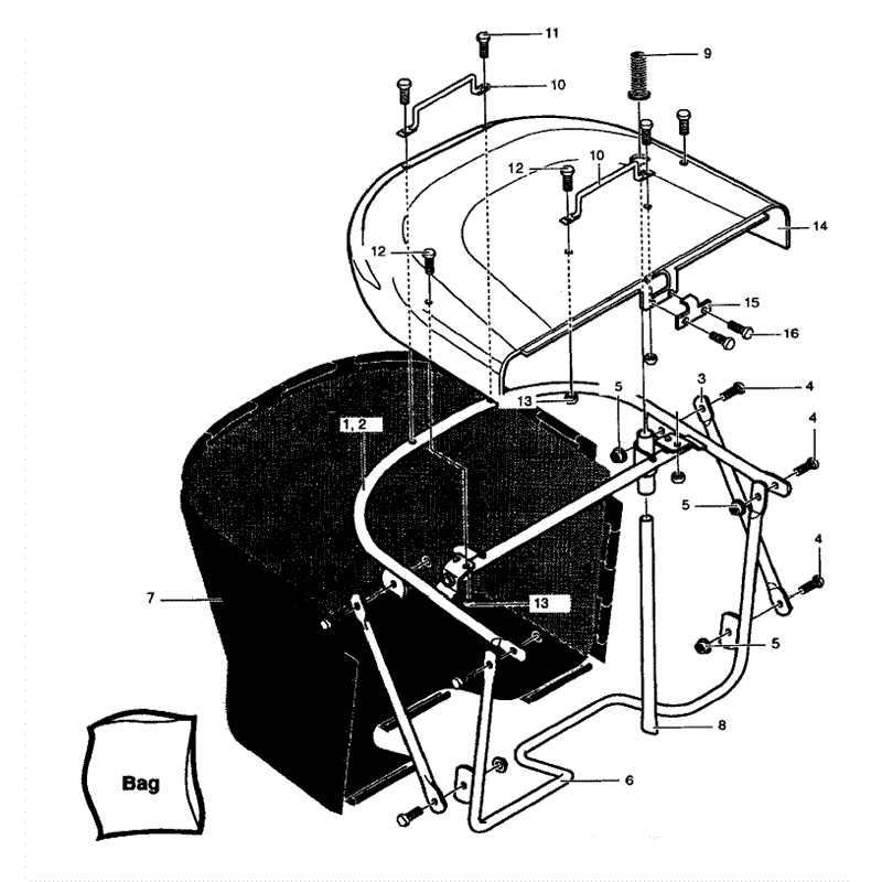 Hayter 12/40 (140P001001-140P099999) Parts Diagram, Grass Catcher Assembly