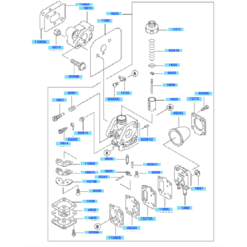 Kawasaki KBL48A (HA048F-BS51) Parts Diagram, Carburetor