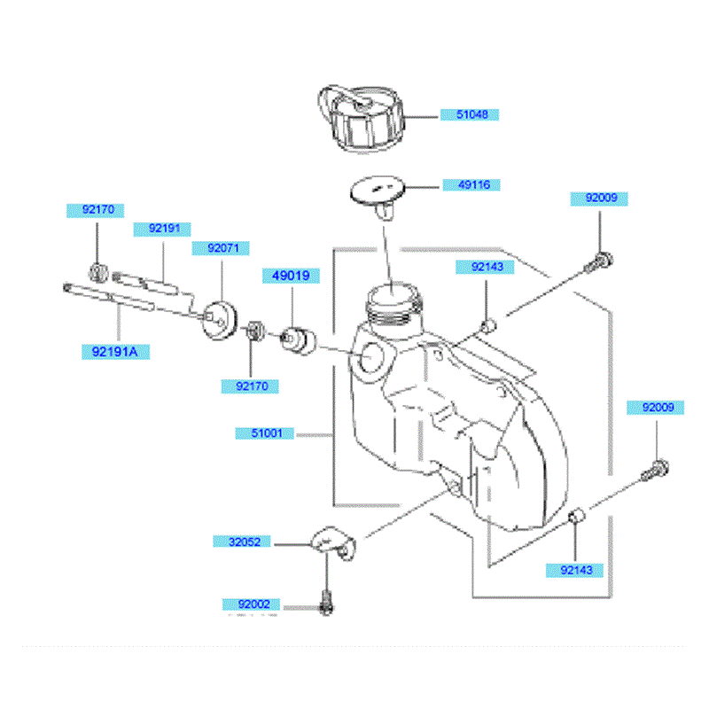 Kawasaki KHS750A  (HB750B-AS50) Parts Diagram, Fuel Tank & Fuel Valve