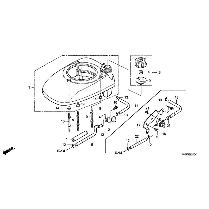 Honda HRX537 C2-HYE (HRX537C2-HYEANH462-MAGA) Parts Diagram, FAN COVER & FUEL TANK 