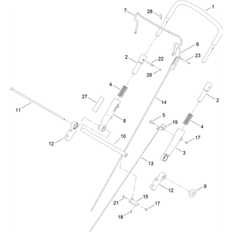 Hayter R53 Recycling Lawnmower (448F316000001 - 448F316999999) Parts Diagram, Upper Handle Assembly