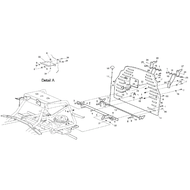 Hayter RS17/102H (17/40) (149E290000001 onwards) Parts Diagram, Rear Bulkhead Mountings
