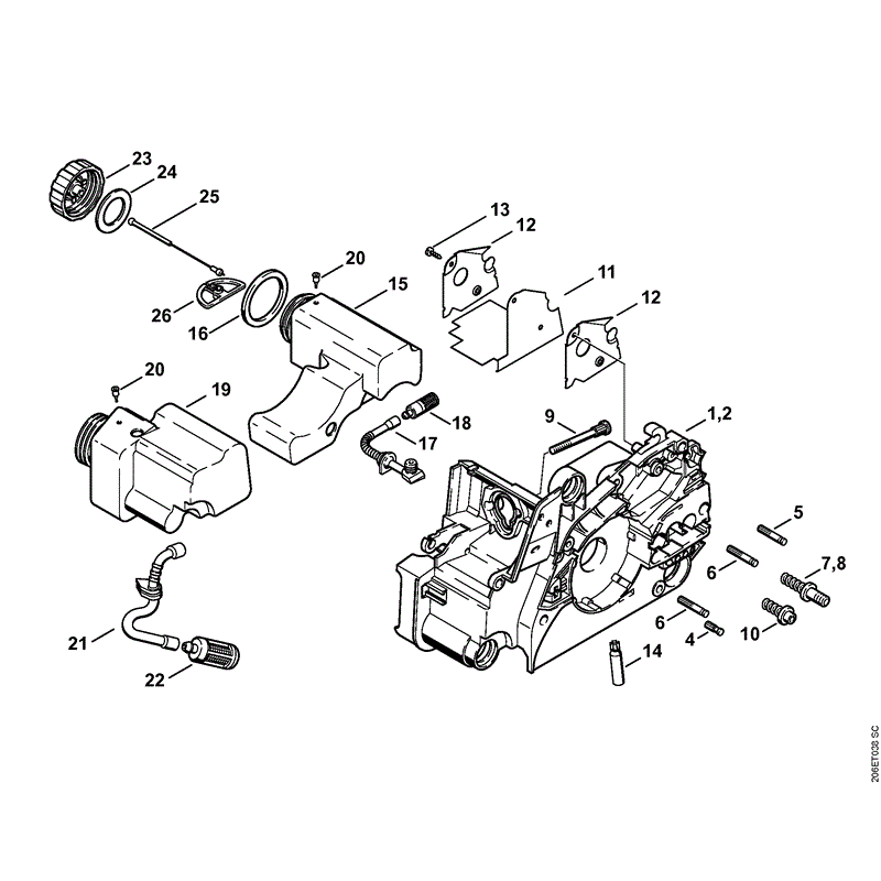 Stihl MS 180 Chainsaw (MS1802-Mix) Parts Diagram, Engine Housing