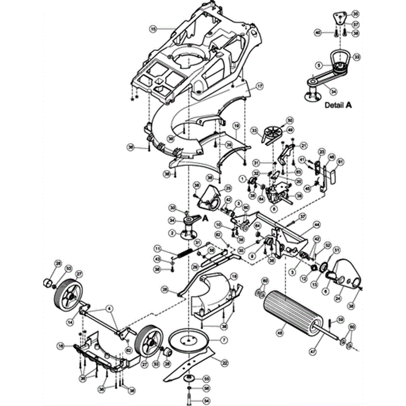 Hayter Spirit 41 Autodrive Rear Roller Lawnmower (619) (619E311090001 - 619E311999999) Parts Diagram, Lower Mainframe