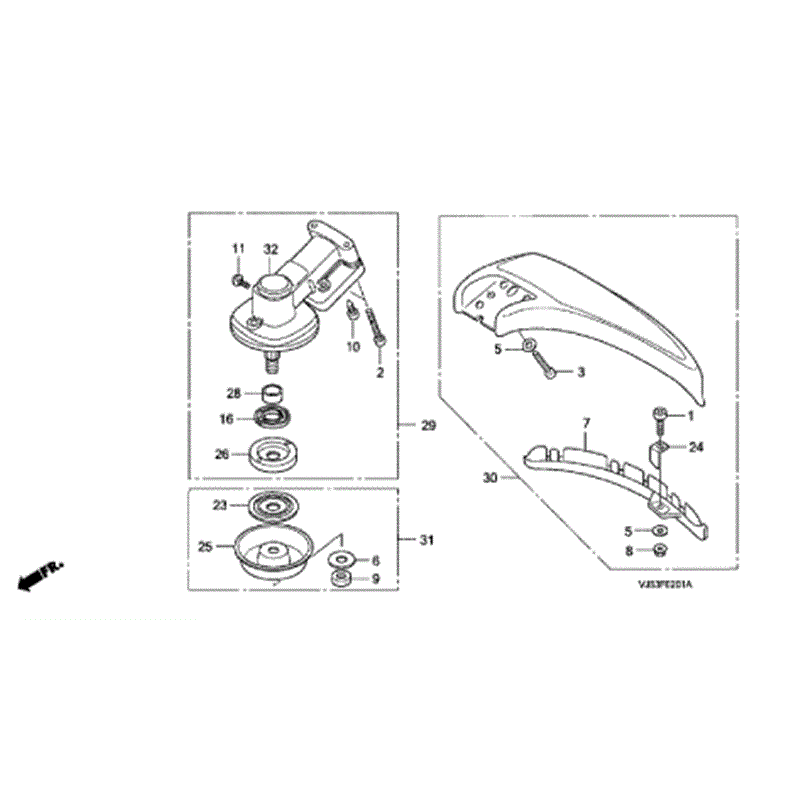 Honda UMK 425 UE Brushcutter (UMK425E-UEET) Parts Diagram, GEAR CASE-GUARD