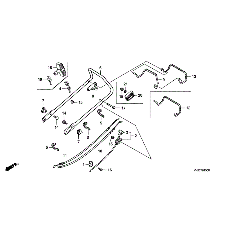 Honda Izy HRG 465 SD Lawnmower (HRG465C3-SDE-MADF) Parts Diagram, HANDLE PIPE 