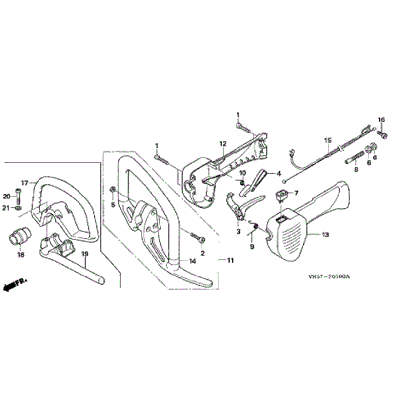 Honda UMK 435 LE Brushcutter (UMK435E-LEET) Parts Diagram, HANDLE-THROTTLE LEVER 