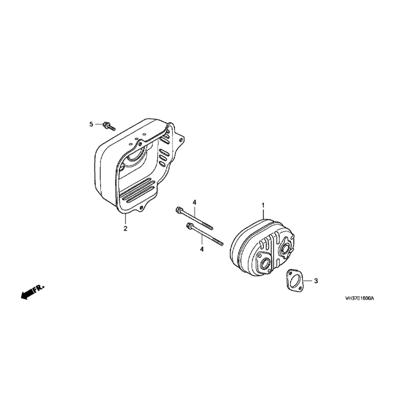 Honda Izy HRG 415 SD Lawnmower (HRG415C3-PDE-MABF) Parts Diagram, MUFFLER & COVER