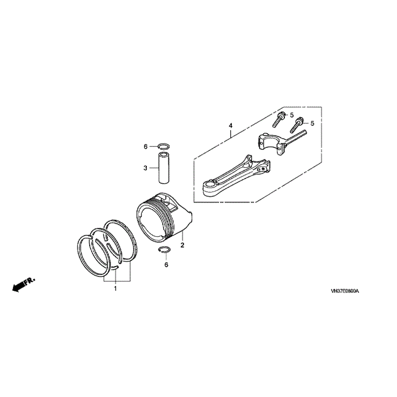 Honda Izy HRG 415 SD Lawnmower (HRG415C3-PDE-MABF) Parts Diagram, PISTON & CONNECTING ROD