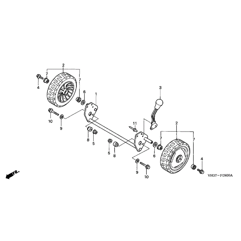 Honda Izy HRG 415 SD Lawnmower (HRG415C3-PDE-MABF) Parts Diagram, REAR WHEEL PUSH