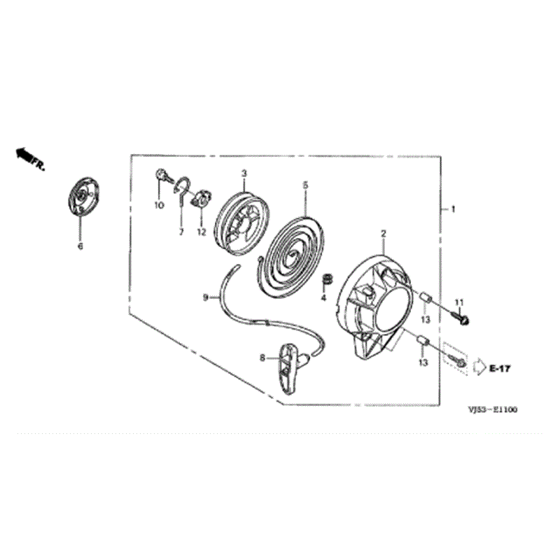 Honda UMK 425 UE Brushcutter (UMK425E-UEET) Parts Diagram, RECOIL STARTER 