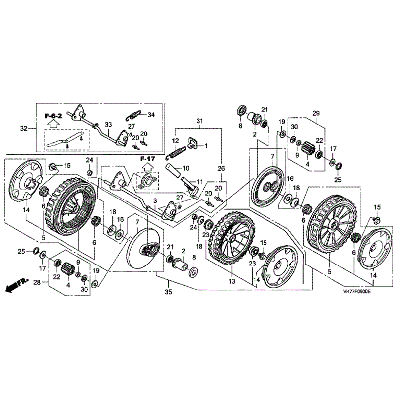 Honda HRX 476 HX Lawnmower (HRX476C-HXE-MASF) Parts Diagram, WHEELS & HEIGHT ADJUSTER