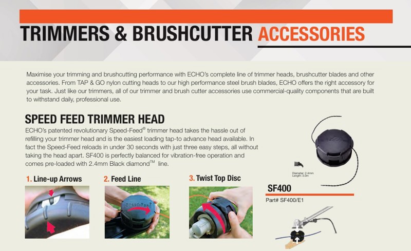 Echo Trimmer Heads Quick Reference Guide