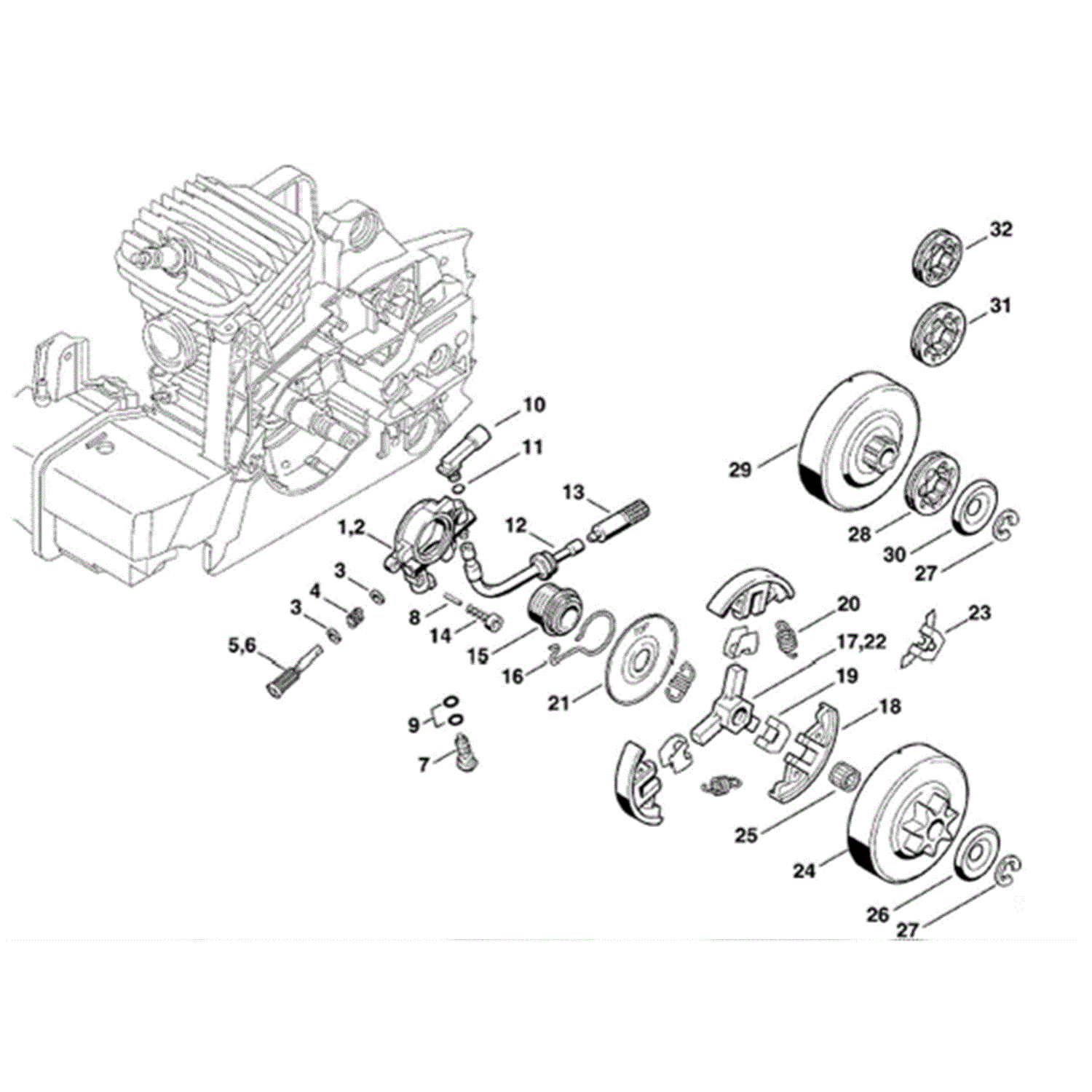 Stihl MS 290 Chainsaw (MS290) Parts Diagram, Oil pump Clutch