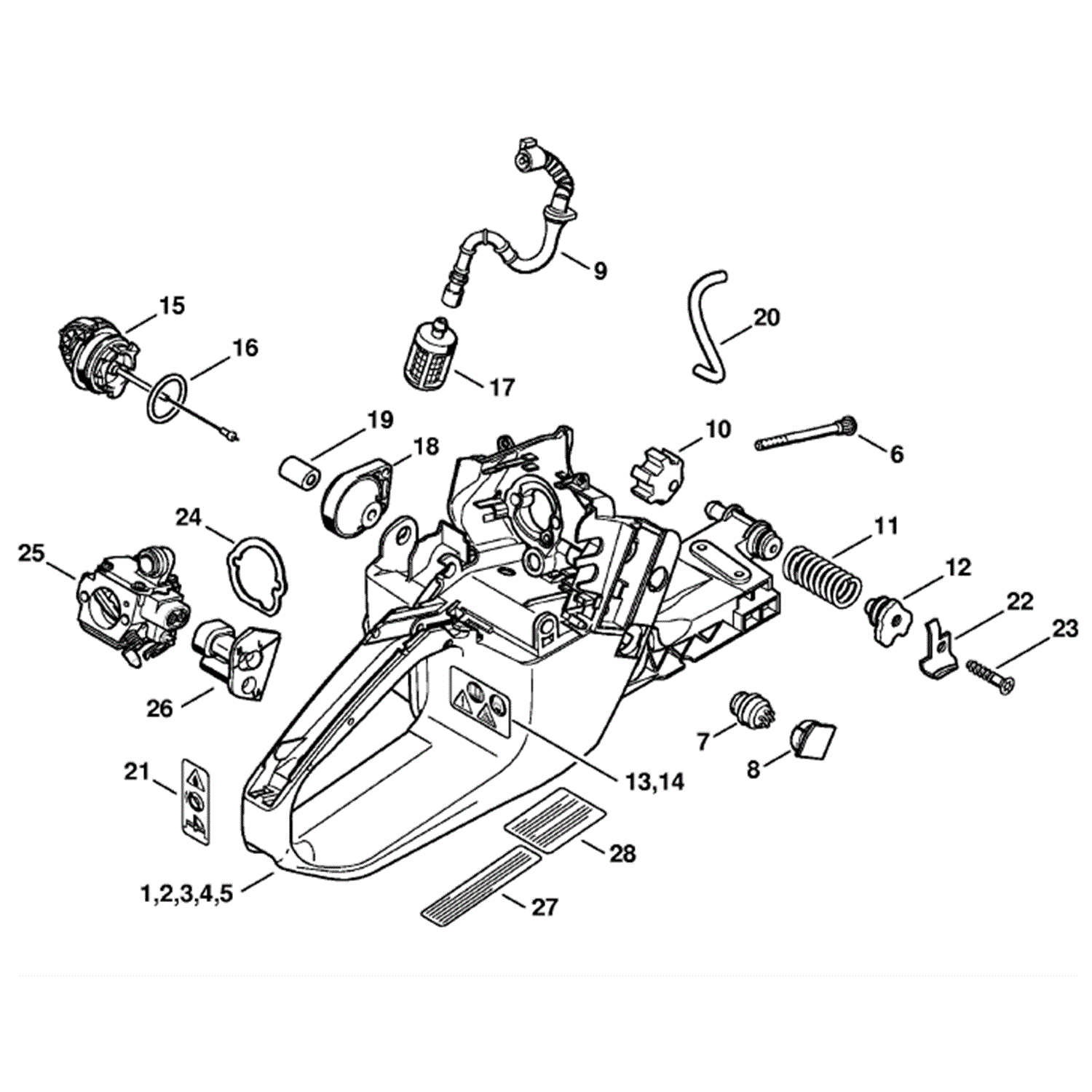 Stihl MS 361 Chainsaw (MS361 C-Q) Parts Diagram, Tank housing