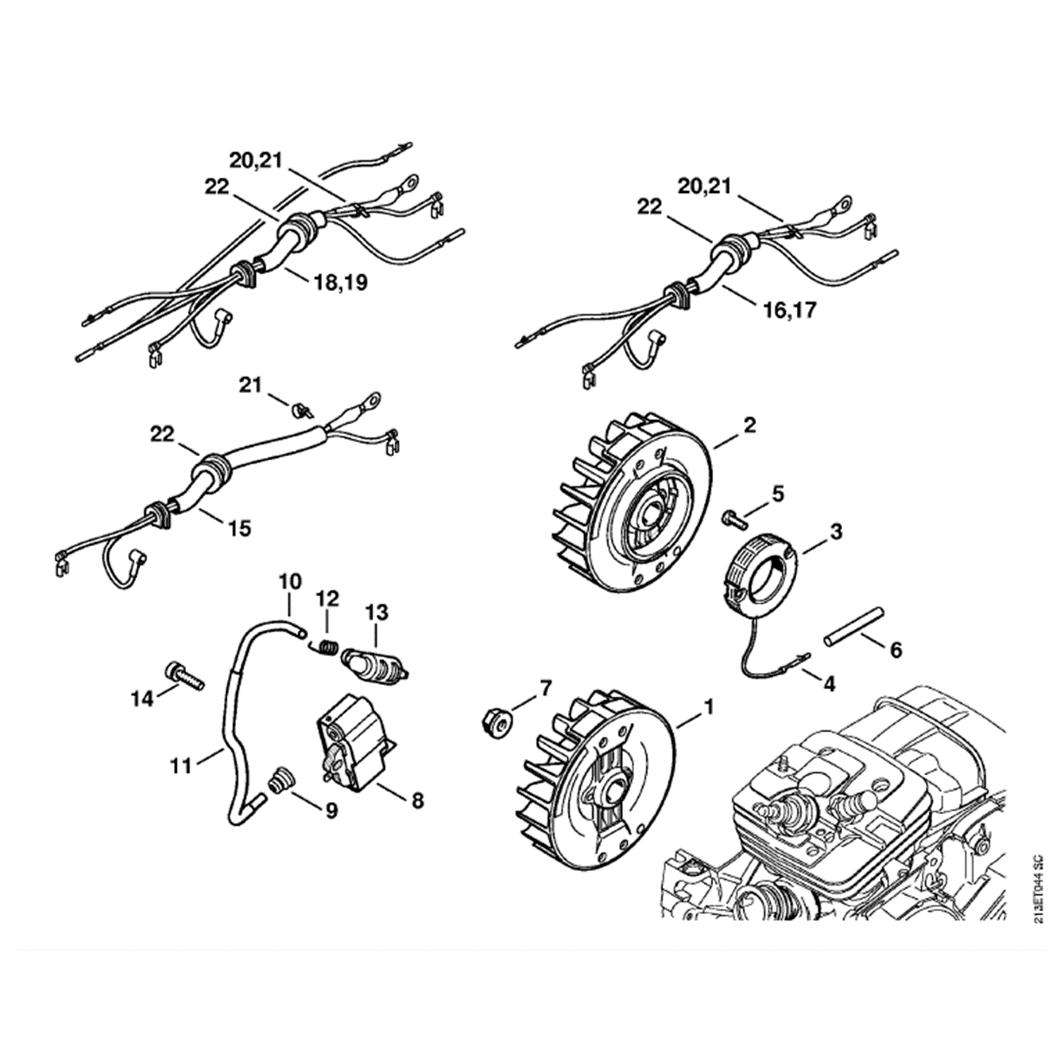 Stihl MS 361 Chainsaw (MS361) Parts Diagram, Ignition system Wiring Harness
