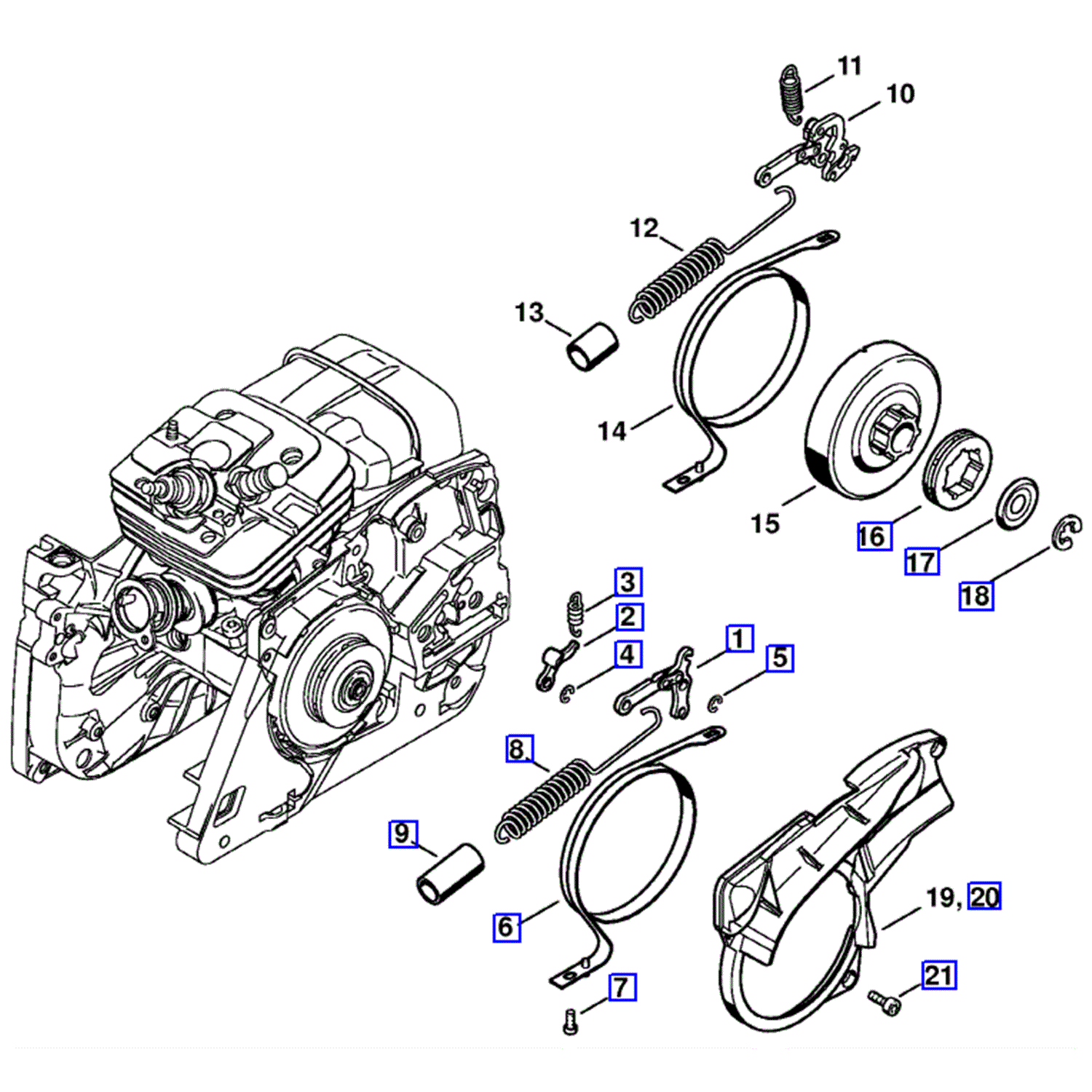 Stihl MS 361 Chainsaw (MS361 W) Parts Diagram, Chain Brake