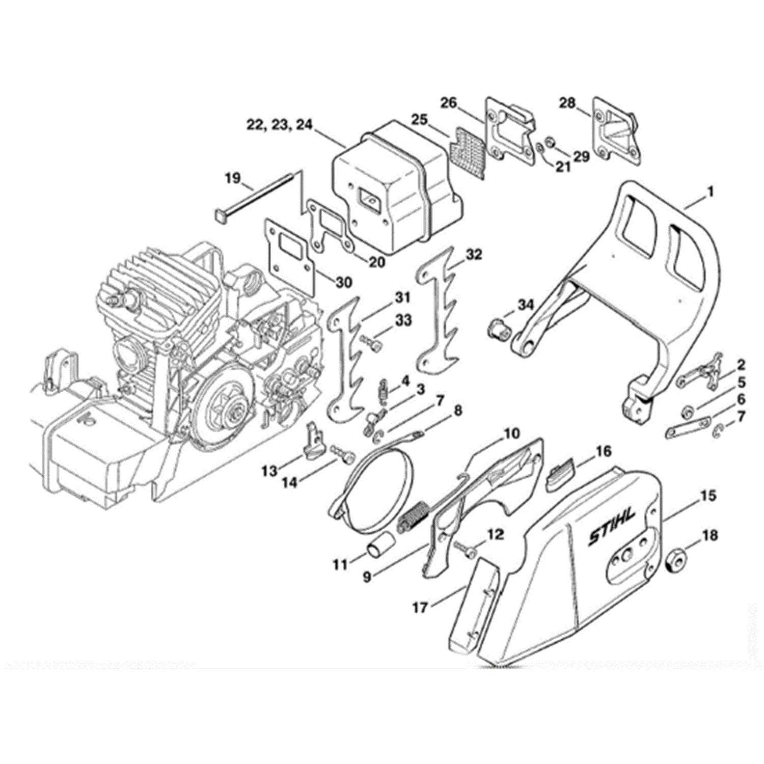 Stihl ms290 chainsaw parts diagram