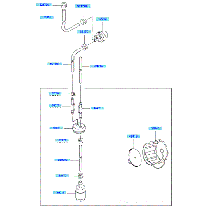 Kawasaki KRB400B (HG400A-BS51) Parts Diagram, Fuel Tank & Fuel Valve