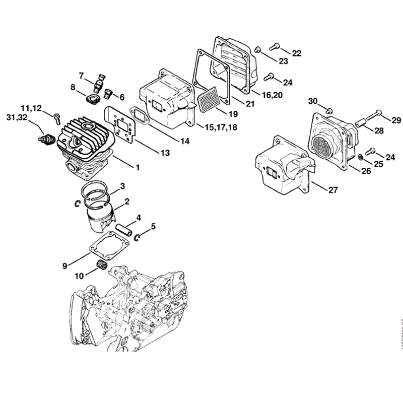 Stihl MS 440 Chainsaw (MS440 N) Parts Diagram, Cylinder