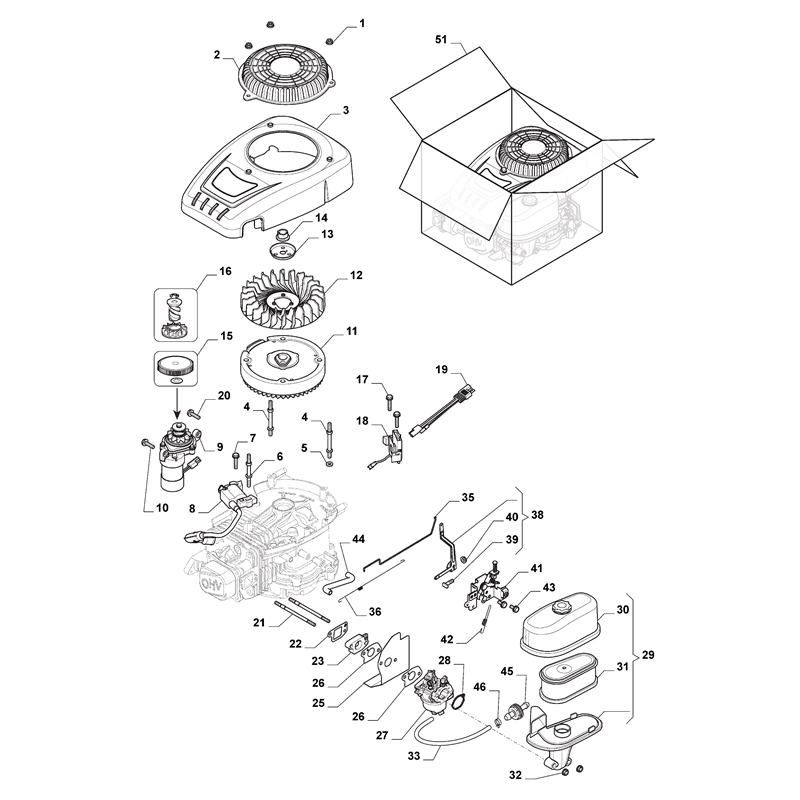 Mountfield R27M Ride-on (2T0070486 SF [2016-2017]) Parts Diagram,  Carburettor, Air Cleaner Assy