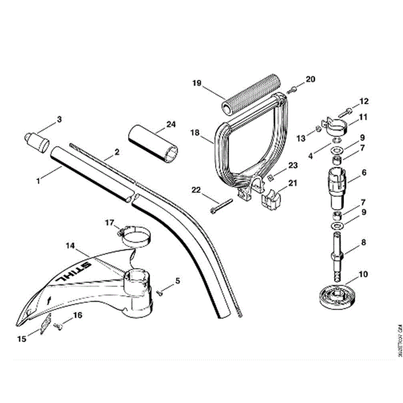 Stihl FS 75 Brushcutter (FS75) Parts Diagram, F-Drive tube FS 75, Wrap around handle