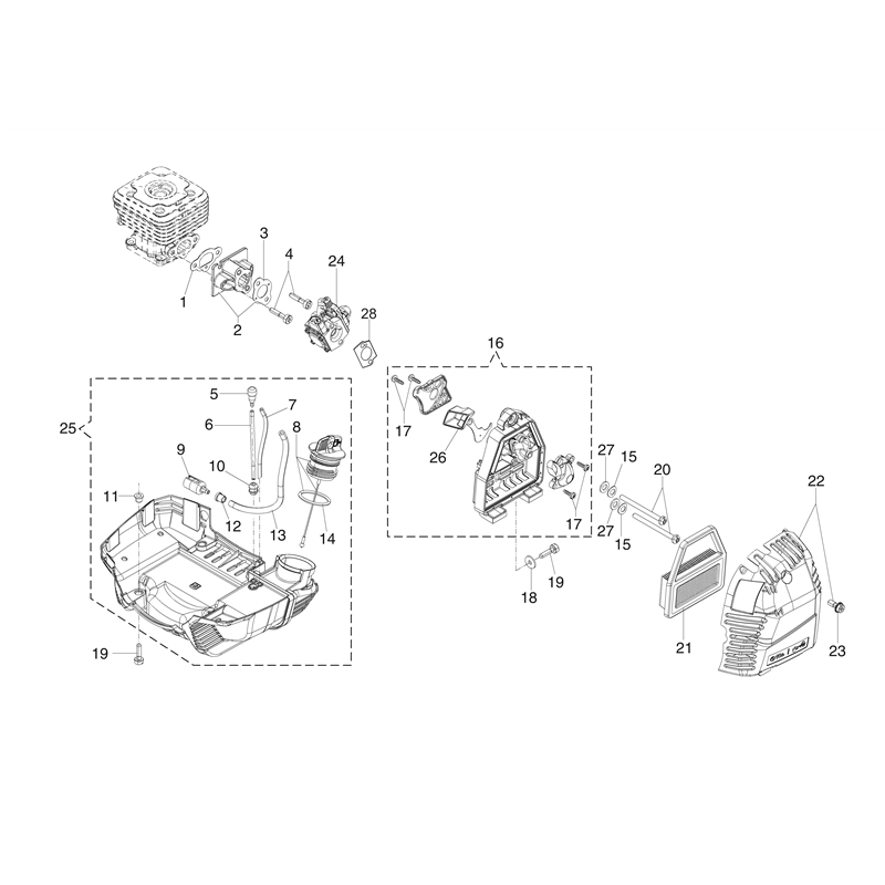 Oleo-Mac BC 350 S (BC 350 S) Parts Diagram, Tank and air filter