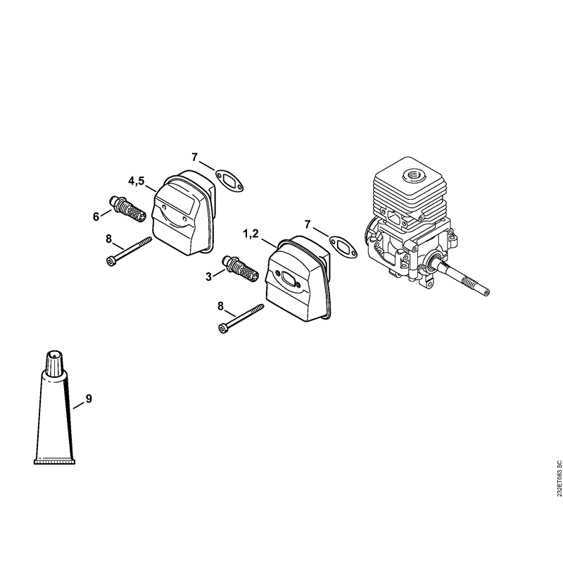Stihl FS 38 Brushcutter (FS38Z2-Mix) Parts Diagram, Muffler
