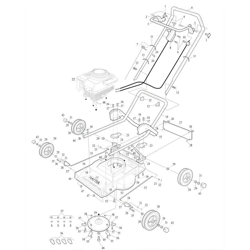 Hayterette Lawnmower (005A001001-005A099999) Parts Diagram, Page 1